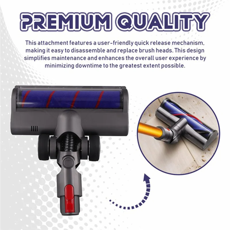 

B90B-Electric Floor Brush Head For Dyson V7 V8 V10 V11 V15 Hardwood Floor Head Attachments With Green LED Lights
