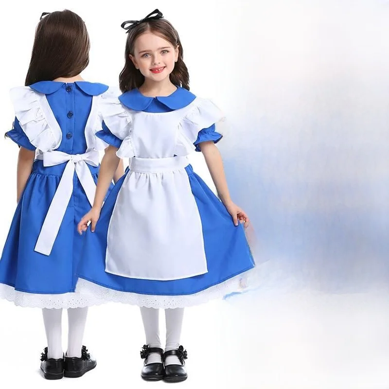 Alice in Wonderland Cosplay Costume loween Performance Outfit Parent-Child Matching Traditional Chinese Costume Polyester