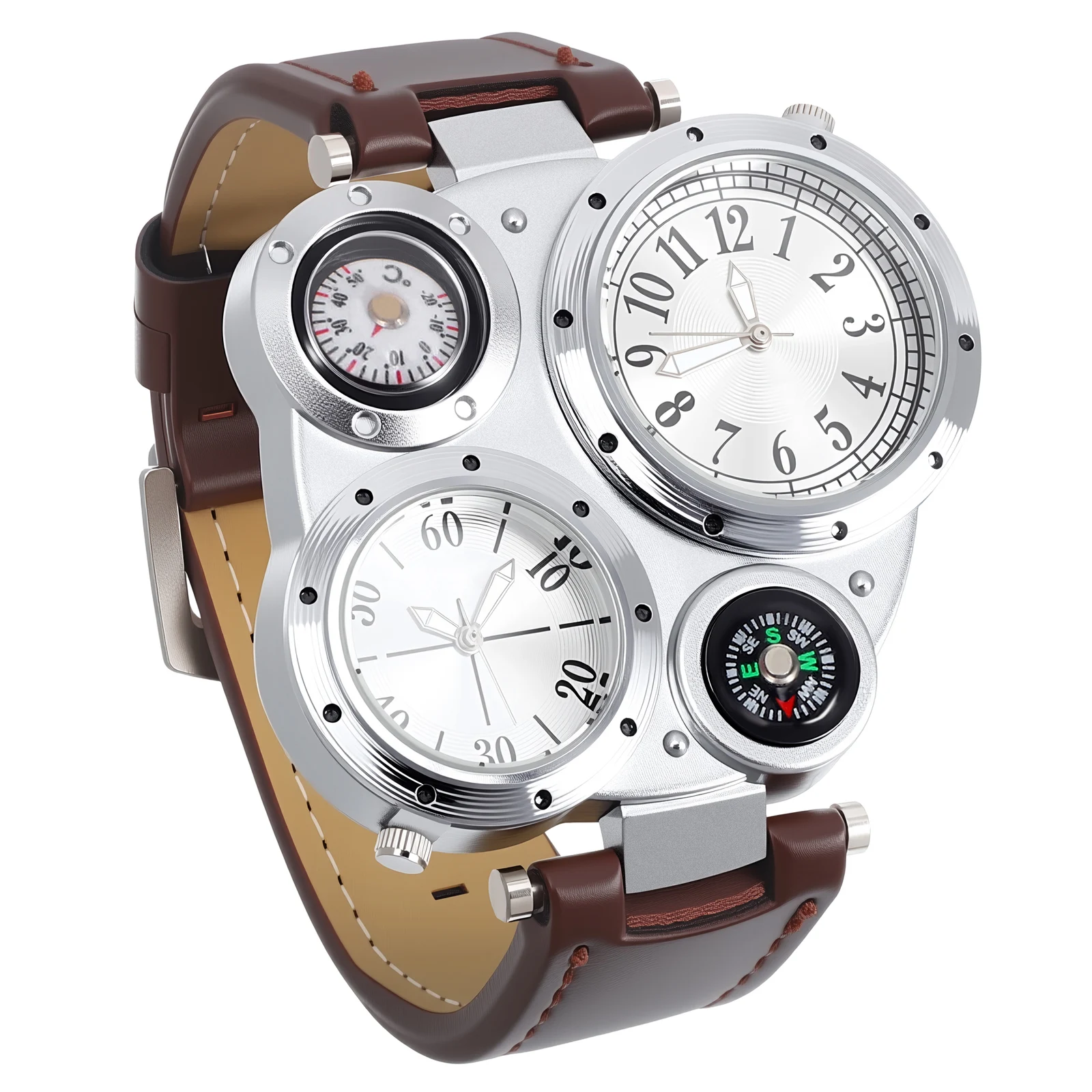 

Thermometer Compass Quartz Watch for Men Dual Time Display Sports Watches Fashion Durable Precise Movement Gift