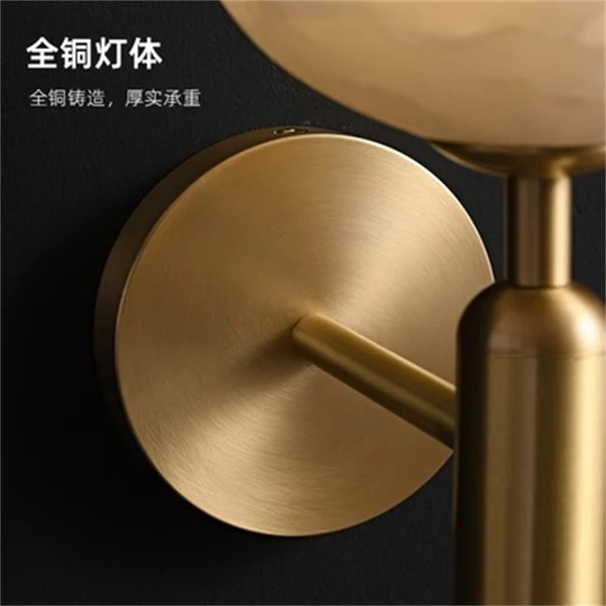 Moderno chinês de mármore cobre quarto lâmpada parede cabeceira designer luxo sala estar fundo flor bud arandelas luzes