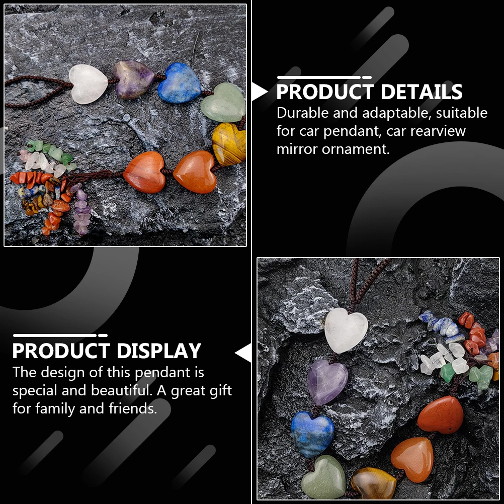 Natural Stone Crystal Car Hanging Decor 7 Chakra H made Pendant for Car Interior Accessory Rearview Mirror nament