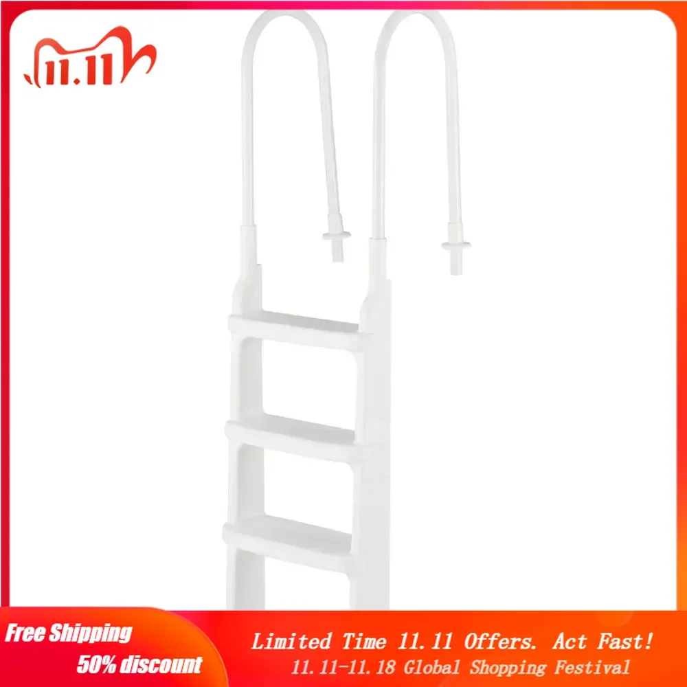 Adjustable Incline Above Ground Swimming Pool Ladder with Complete Entry System and Aluminum Handrail