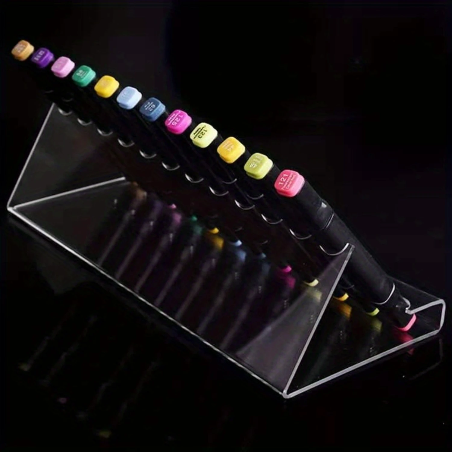 "Versatile" Premium Acrylic Marker & Pen Display Stand - Transparent, Multi-Slot Organizer For Eyebrow Pencils, Brushes, And Gel