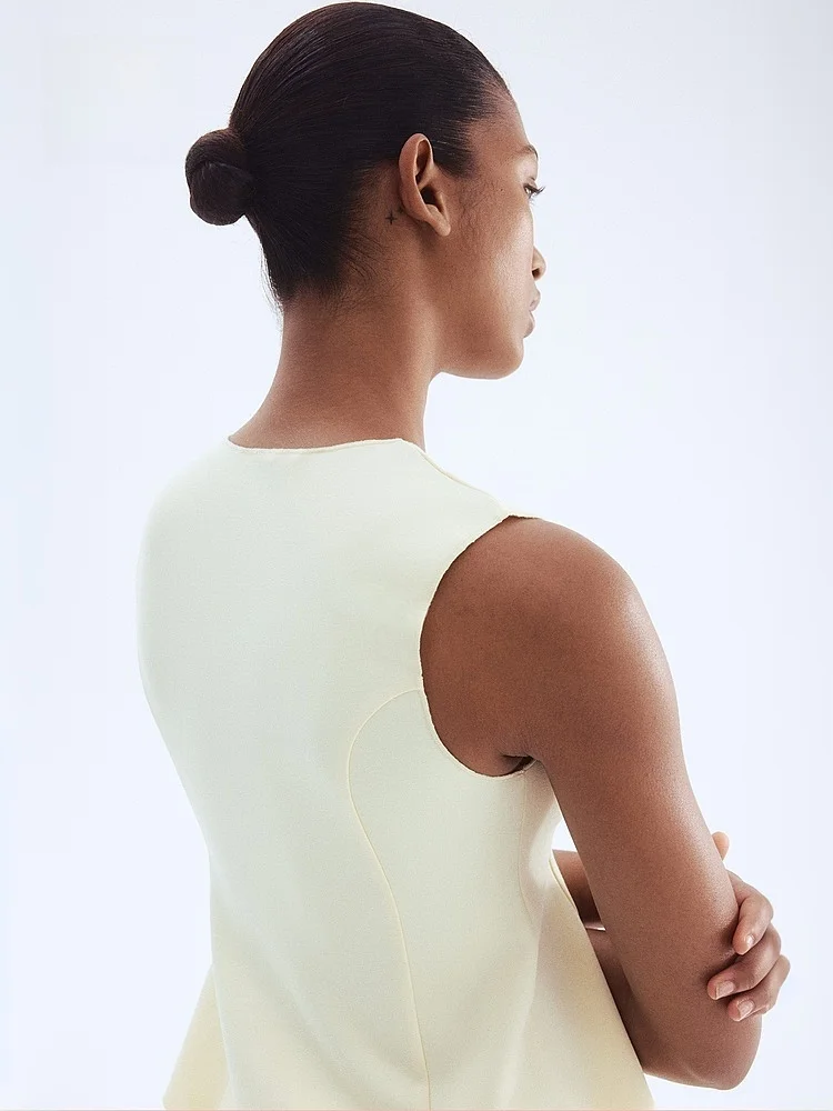 H&M 여성용 양면 패브릭 스커트 조끼 여름 신착 29580 Elastic Waisand 폴리에스테르 블렌드 편안한 핏