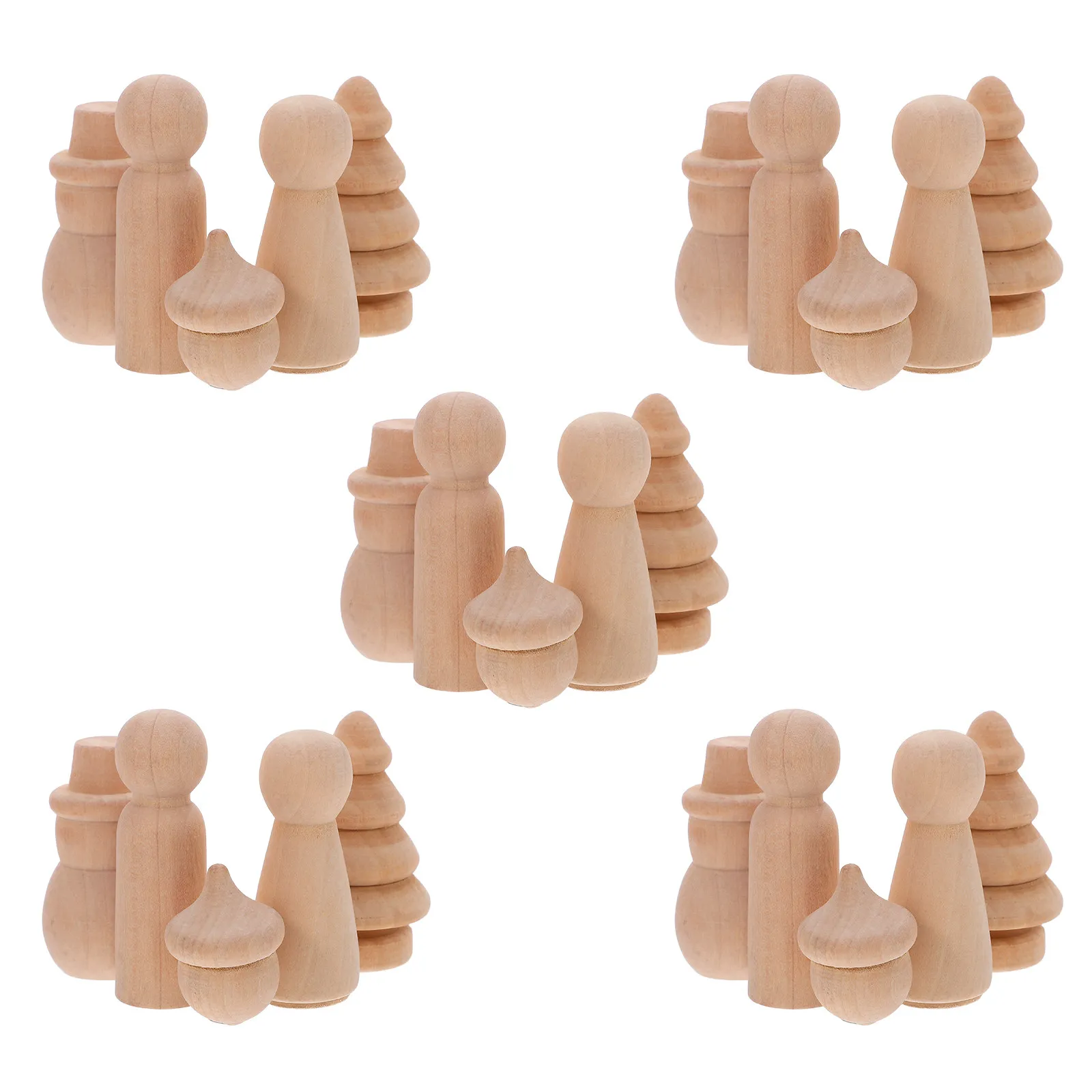30pcs-unfinished-wooden-peg-snowman-figures-natural-wood-craft-shapes-blank-christmas-tree-pine-cone-holiday-diy-decorations