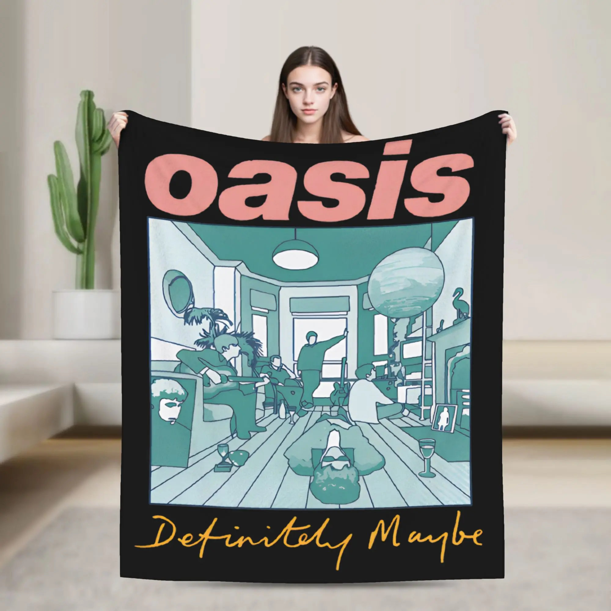 Definitely Maybe Artwork Band Flannel Throw Blanket O-Oasis Blankets for Home Office Ultra-Soft Bed Rug