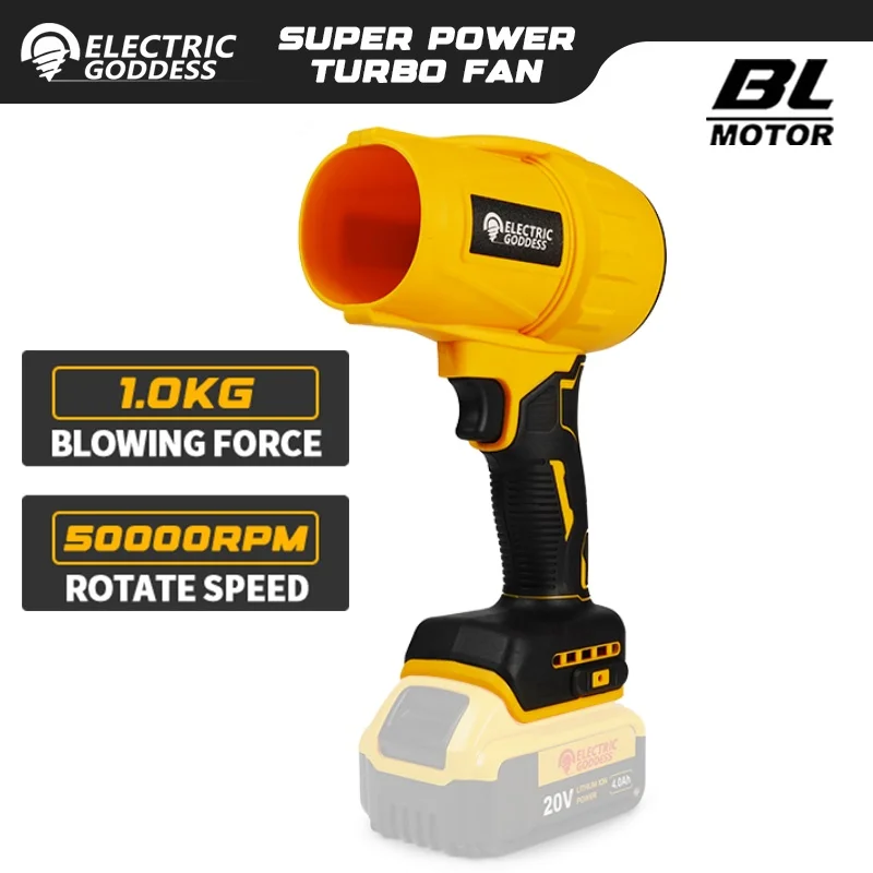 

Electric Goddess Brushless Electric Air Blower Cordless Turbo Jet Fan Handheld Dust Blowing Tool For Dewalt 20V Battery Pin