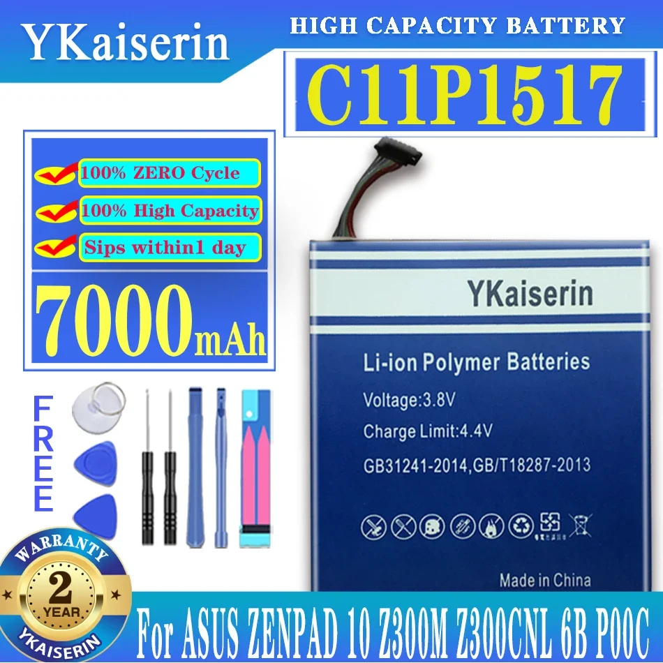 YKaiserin Mobole Phone Battery 7000mAh C11P1517 Battery for ASUS ZENPAD 10 ZENPAD10 Z300M Z300CNL 6B P00C Batteria + Track Code