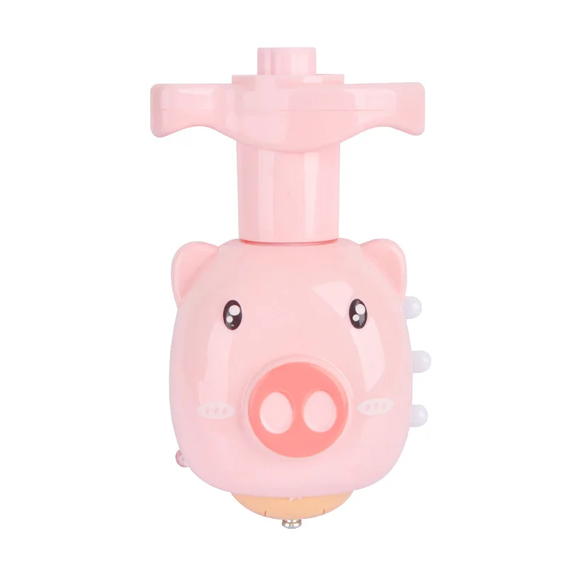 UFO Knipperende Tol Kids Gyro Light Up Toy Kids Piggy LED Muziek Gyroscoop Launcher Roterend Speelgoed Leuke Verjaardagsfeestje Gunsten
