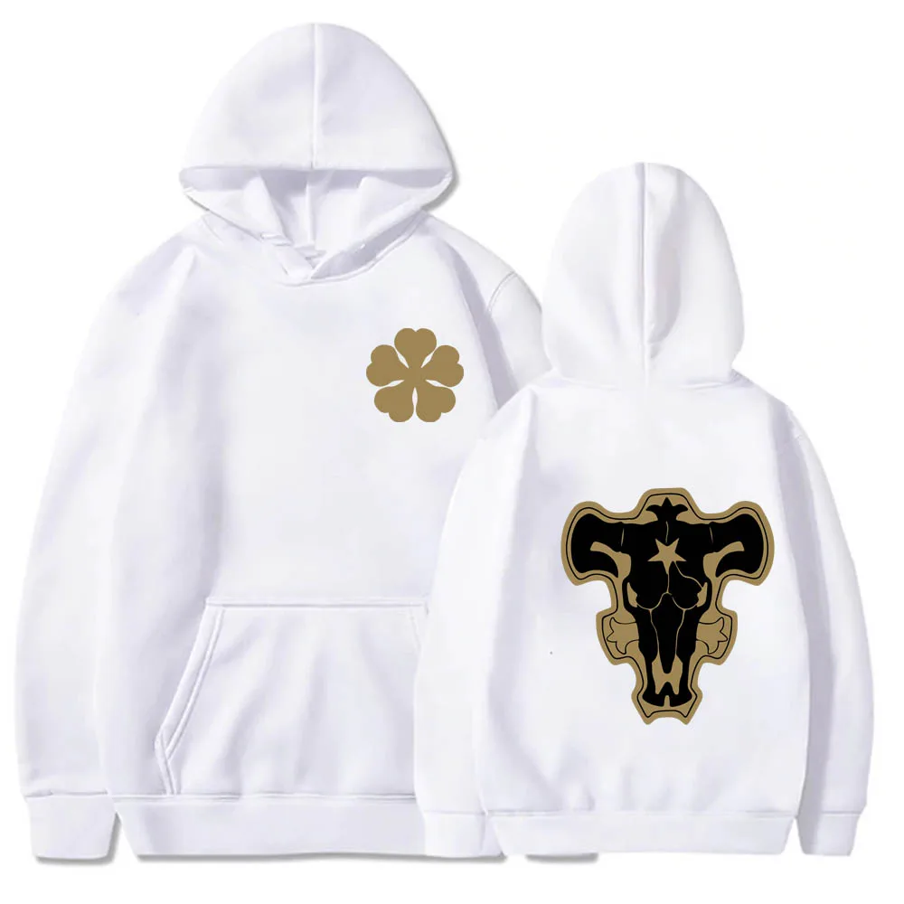 Japanese Anime Harajuku Black Clover Unisex Hoodies Men's Hoodie Streetwear Casual Black bull logo hoodies Sweatshirts