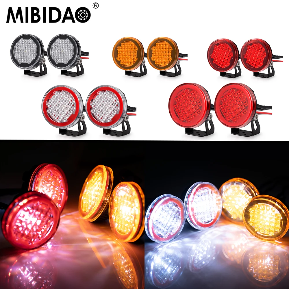 

MIBIDAO 22mm LED Round Spotlight 3-5v Turn Signal Indicator Light Roof Light for RC Remote Control Vehicle SCX10-TRX4