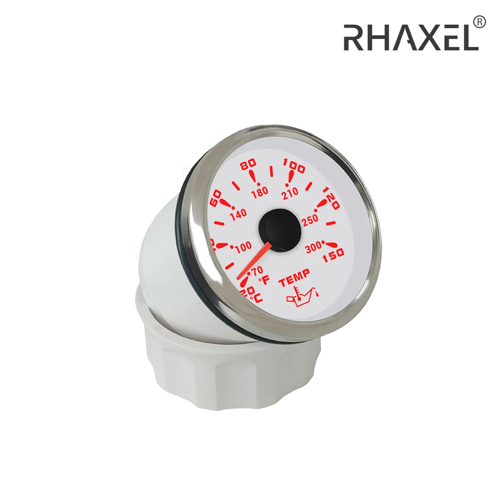 RHAXEL 52mm Oil Temperature Gauge 20-150℃ for Motorcycle Auto Vessels RV with 7 Colors Backlights 12Volt 24Volt