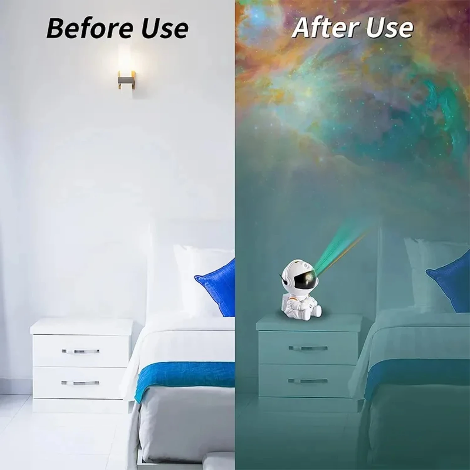 New Perfect Gift for Bedroom Decor - Stunning Modern Rotation Starry Sky Projector LED Night Light and Unique Astronaut Lamp Sta