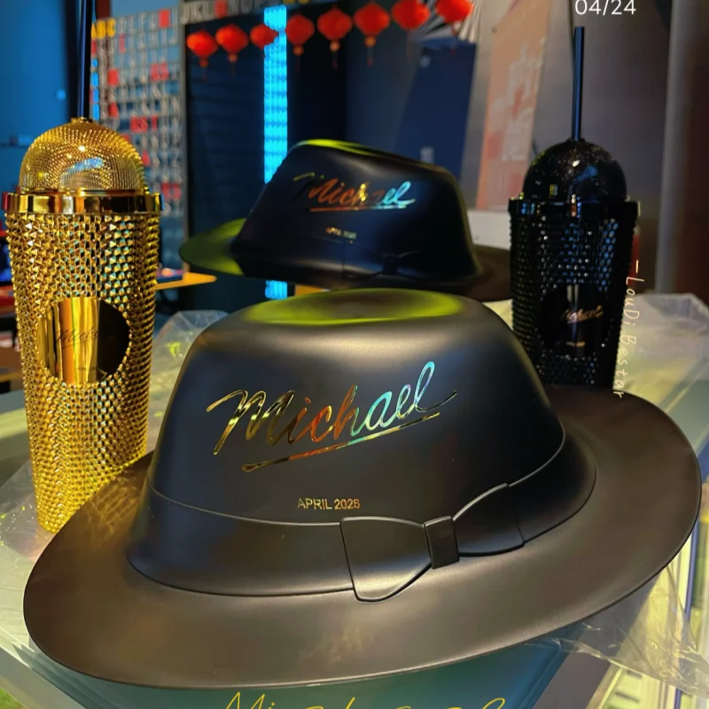 In Stock Official Michael Jackson Superstar Road Movie Merchandise Microphone Cup Water Bottle Hat Shaped Popcorn Bucket