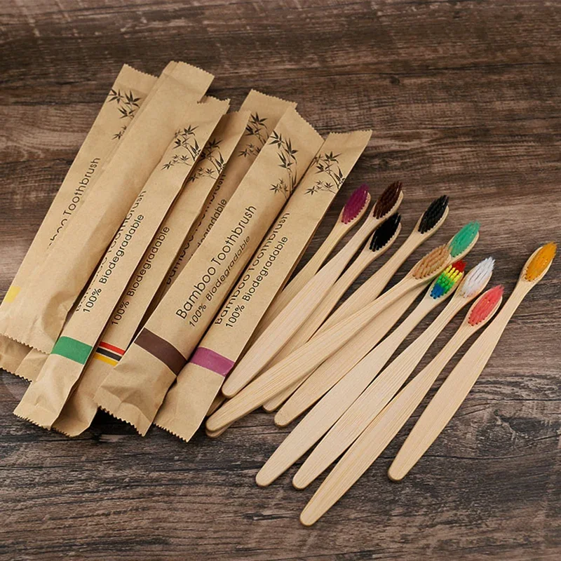 

Bamboo Toothbrushes Soft Bristles Toothbrush Eco Friendly Biodegradable Wooden Handle Teeth Whitening Brush