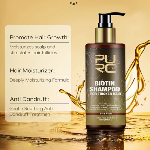 Imagen 2 del producto PURC-champú para el crecimiento del cabello, biotina, reparación antipérdida de cabello, aceite de argán y frizz dañado, tratamiento del cuero cabelludo, productos para el cuidado del cabello