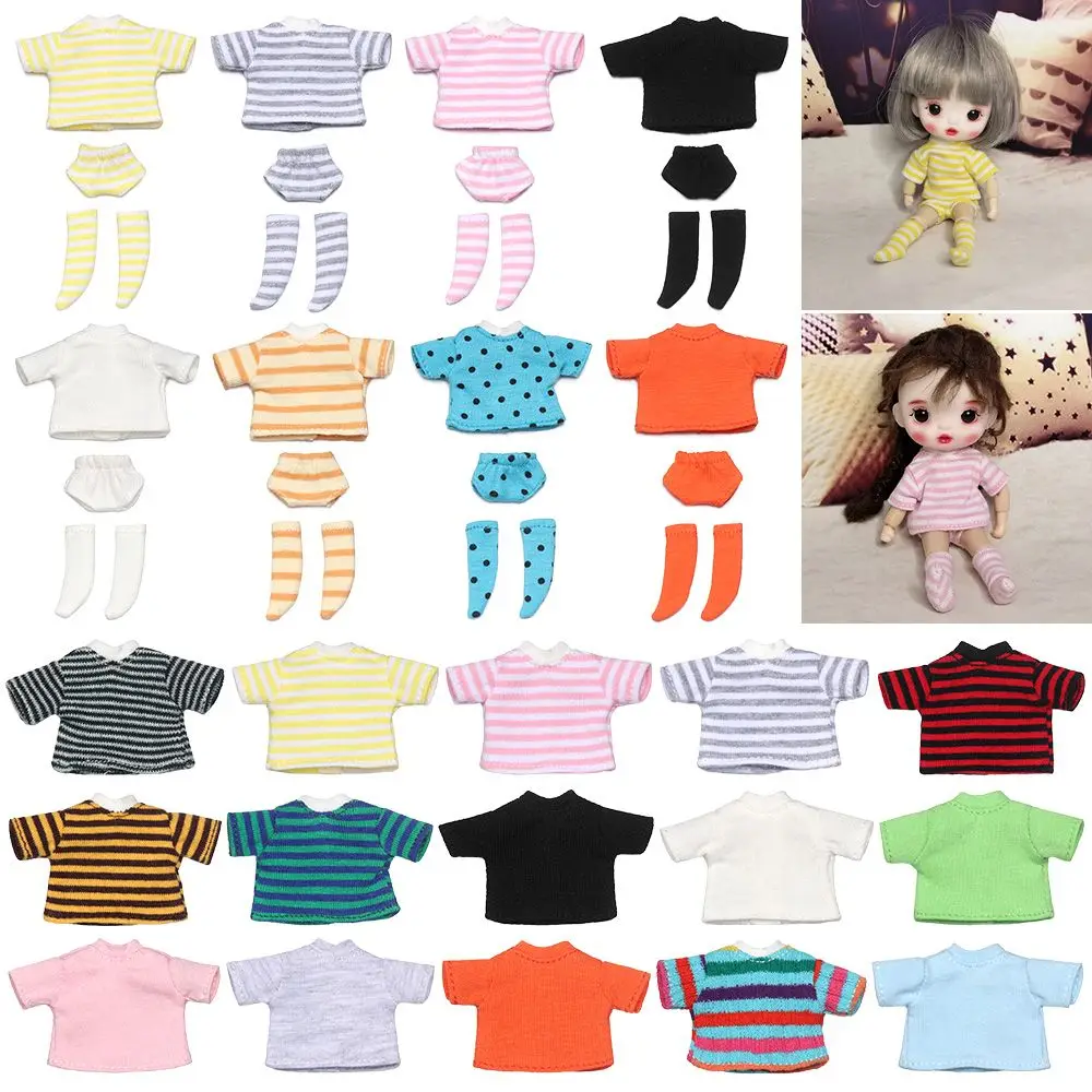 OB11 Doll T-shirt 1/11 Doll Panties Doll Cotton Socks DIY Doll Clothes Suits Shorts Striped Tops Knitted Sweatshirt Accessories