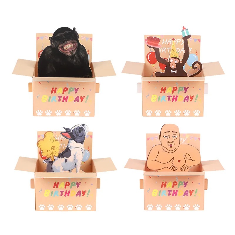 

﻿1PC Creative Happy Birthday Card 3D Character Design Paper Celebration Invitation Cards Birthday Party Wedding Decors Supplies﻿