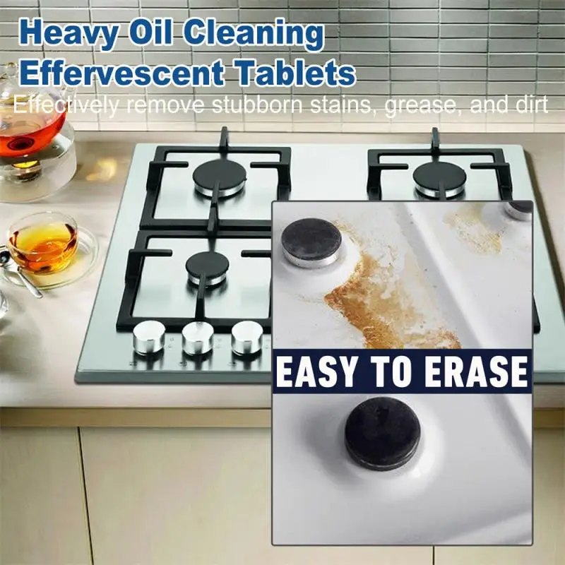 Kitchen Grease Cleaner Effervescent Tablets Range Hood Oven Strong Foam Detergent Solid Cleaner Household Cleaning Accessrices