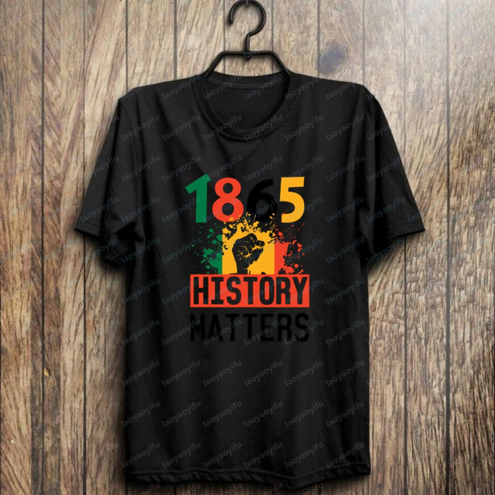 Timeless Classic Juneteenth Cotton Tee Iconic 1865 Juneteenth Casual Wear Summer Classic Black History Apparel Men's Clothing