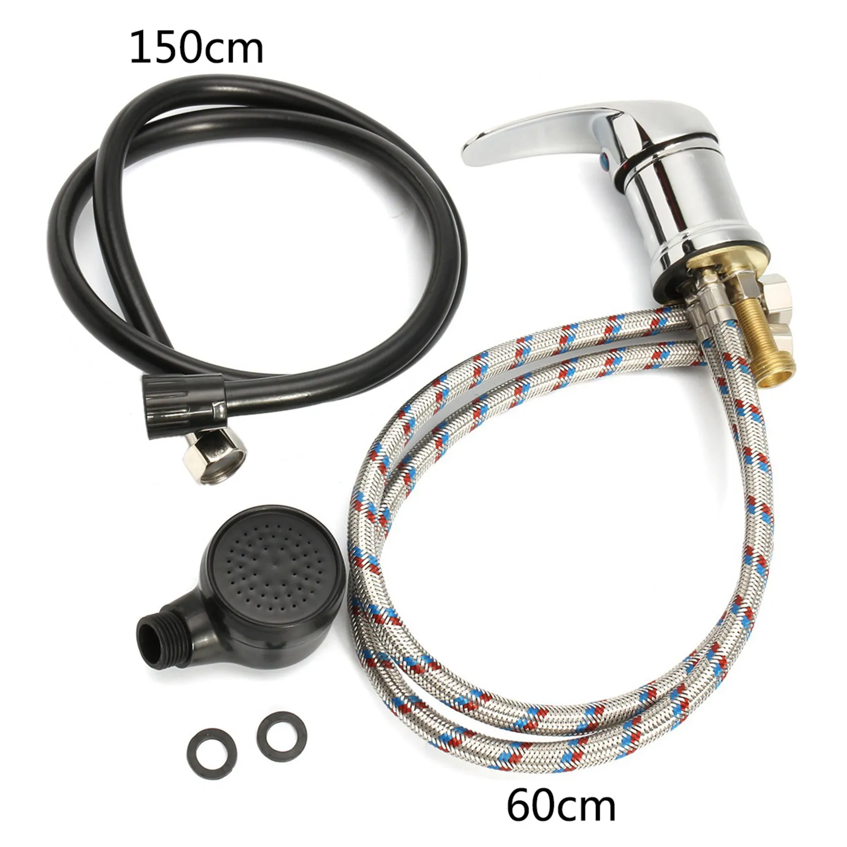 A98E-2Set Shampoo Bed Chair Faucet + Shower Head With Hose Salon Bath Bowl Sink Faucet Stainless Steel Basin Faucet