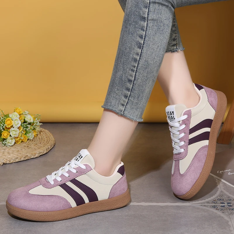 Leichte, bequeme Sneaker für Damen, modische gestreifte Schnürschuhe, lässige, atmungsaktive grüne Sneaker in großen Größen – Detail 15