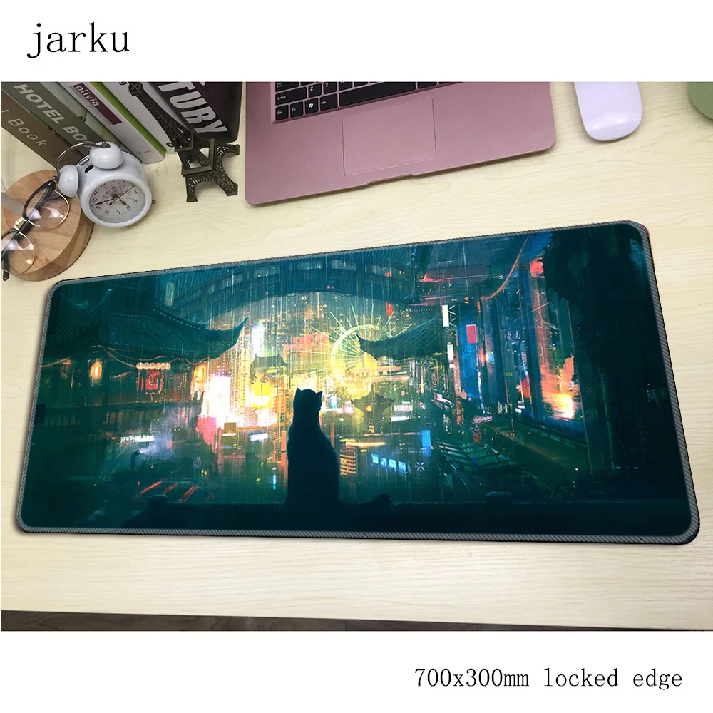 

Коврик для мыши с дождем в стиле аниме Gamer Anime 900x400x2 мм, коврик для мыши для ноутбука с котом, игровой коврик для мыши, большой толстый коврик для мыши, ПК, настольный коврик для мыши