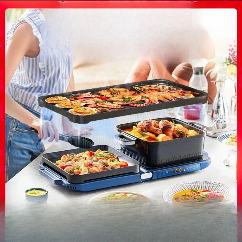 Olla multifuncional plegable, olla caliente para fiesta en casa, olla de cocina eléctrica, wok eléctrico, barbacoa eléctrica Mr9188
