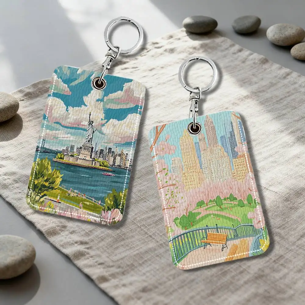 

Эстетичный брелок-держатель для карт в стиле Нью-Йорка, защитный чехол для ключей, подарок для обеспечения безопасности