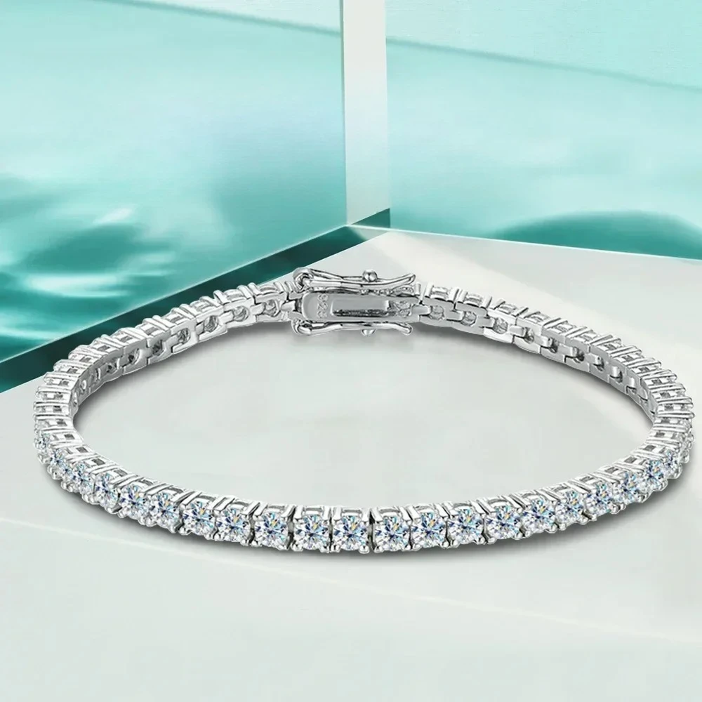 3-6.5MM Moissanite Tennis Bracelet D Color VVS1 GRA Certified S925 Sterling Silver Pass Diamond Tester Classic Wedding Fine Jewelry Gift For Women Men