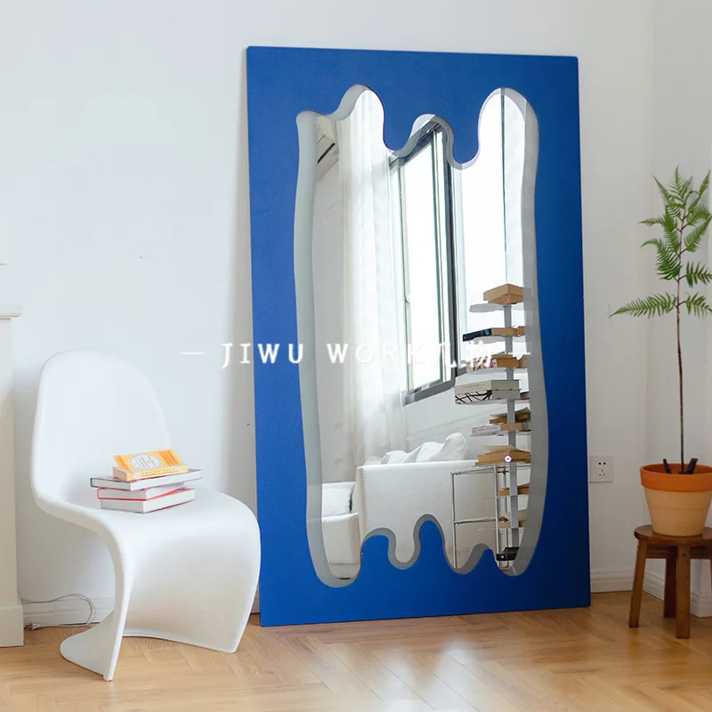 Full-length mirror household full-length mirror special-shaped wave creative floor girls bedroom fitting glows 4