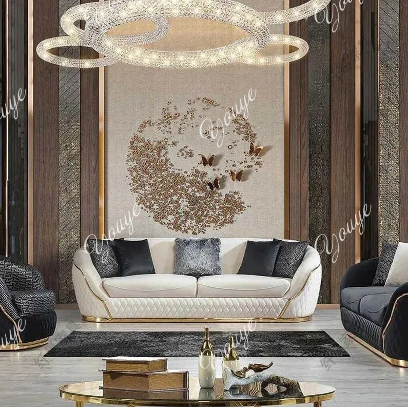 

European velvet sofa modern simple size apartment living room Italian light luxury leather straight-row sofa combination