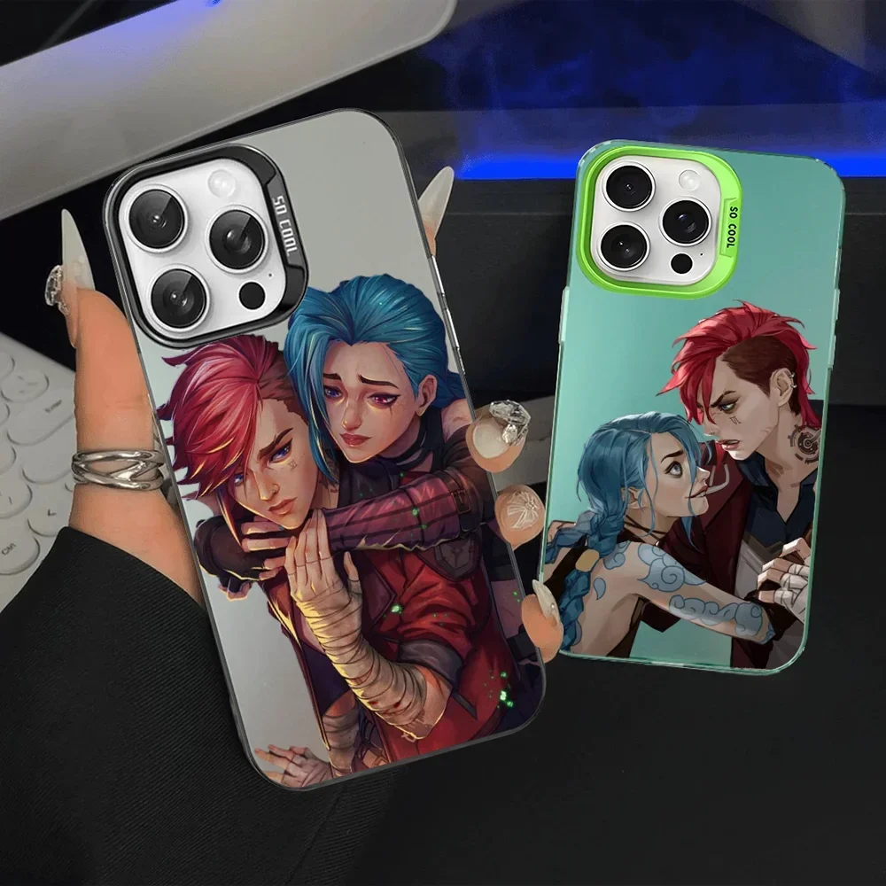 Arcane Jinx Anime Phone Case For iPhone 16 15 Pro Max Case 14 Plus 13 12 11 Color Silver Case