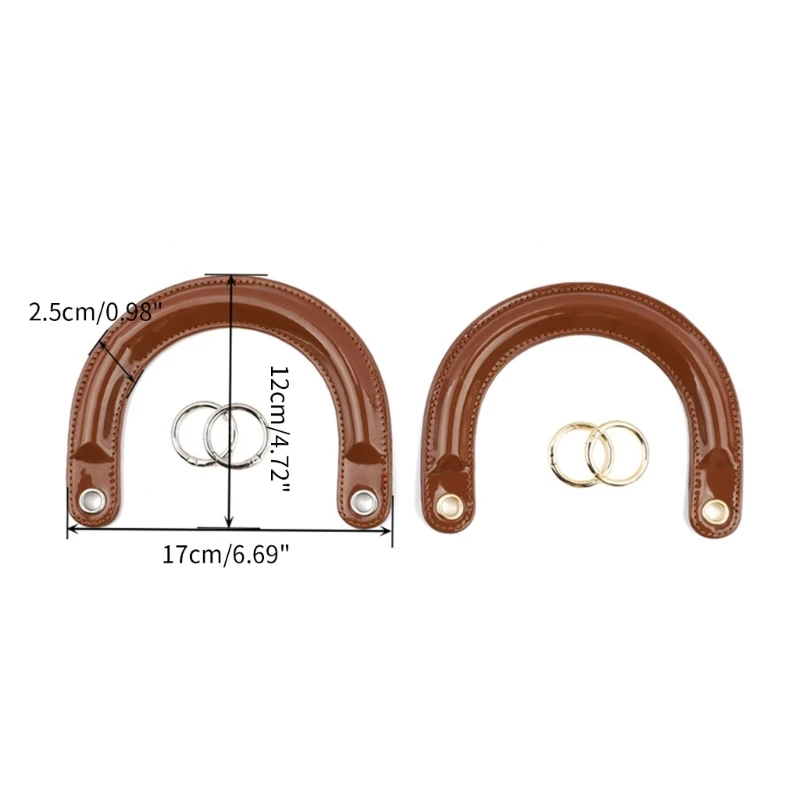 1 Set PU Leather U-Shape Handbag Handle with Link Buckle for DIY Lady Purse Replacement Handle Handcrafted Bag Accessories