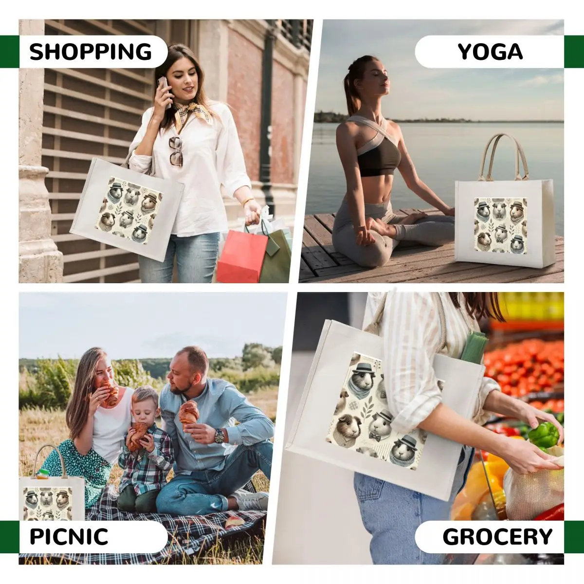 Sir Squeaks A Lot Guinea Pig print Fur Bae BAMBA Tote Bag shopper bags for women Woman shopper bag tote bags cloth bags