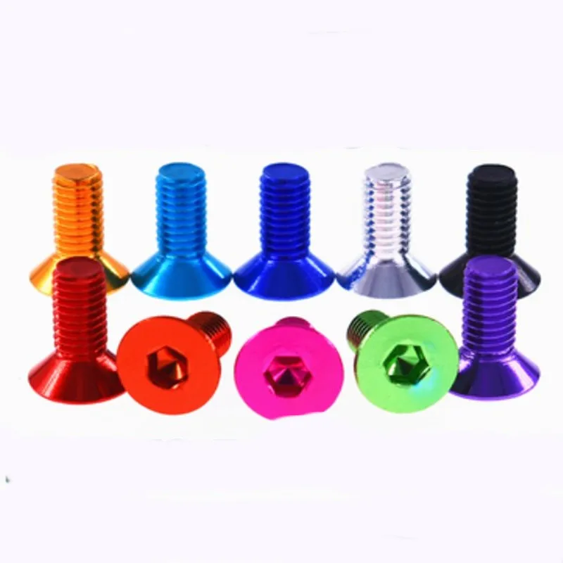 5-10개 DIN7991 M3 M4 M5 M6 M8 *6/8/10/12/16/20/25/30 아노다이징 처리된 다채로운 알루미늄 플랫 육각 소켓 카운터싱크 헤드 나사