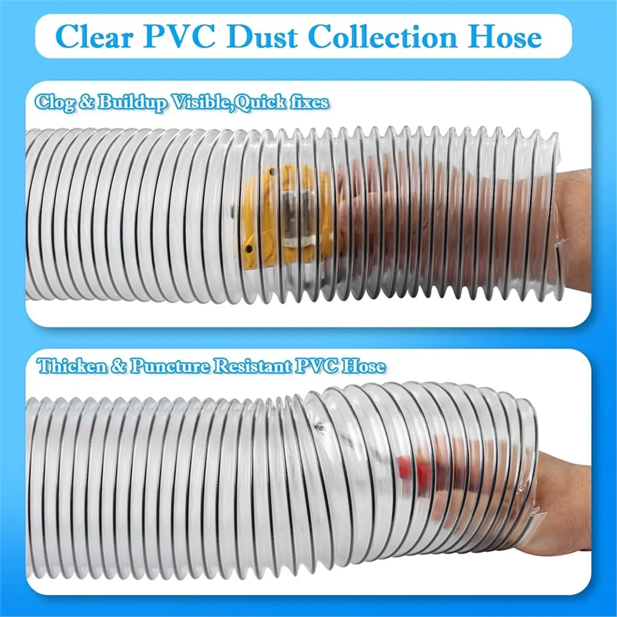 【~ NEW BAAY】PVC Dust Collection Hose Clear Flexible 2.5 Inch Dust Collector Vacuum Hose for Woodworking Shops Dust Collection Ho