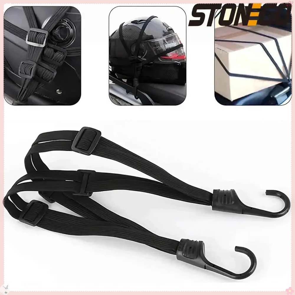 Universal 60cm Motorcycle Luggage Net High-Strength Elastic Bungee Cord with Hook for Helmet and Gear Secure