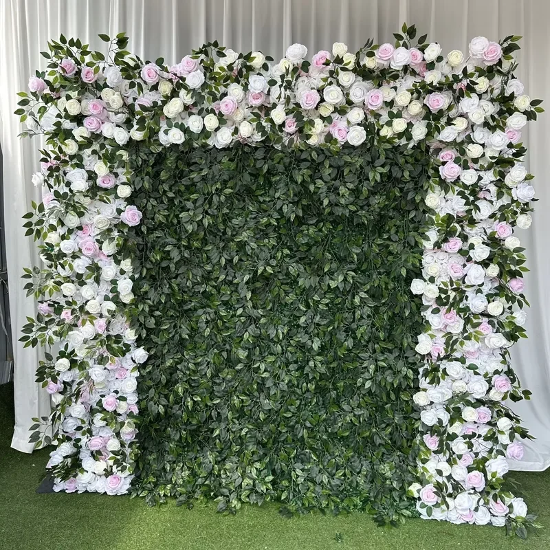 Indoor/Outdoor Christmas Decorations Cloth Base Artificial Flower Wall Greenery Simulation Plant Lawn Wall Decoration