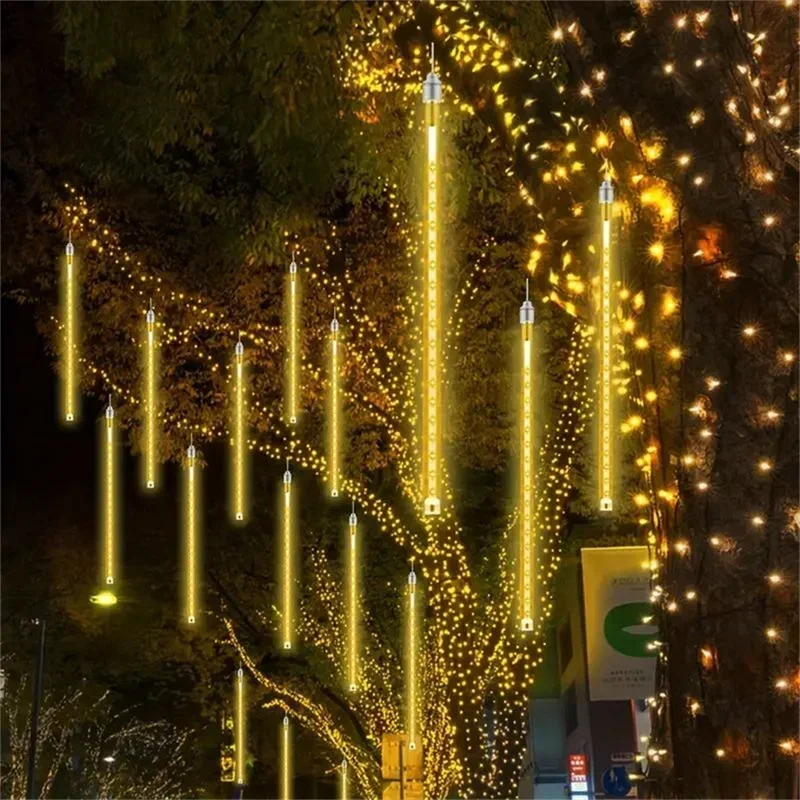 1/2/3/4 Set Outdoor LED Meteor Shower Lights Fairy String Lights for Spring Festival Christmas Party Garden Holiday Decorations