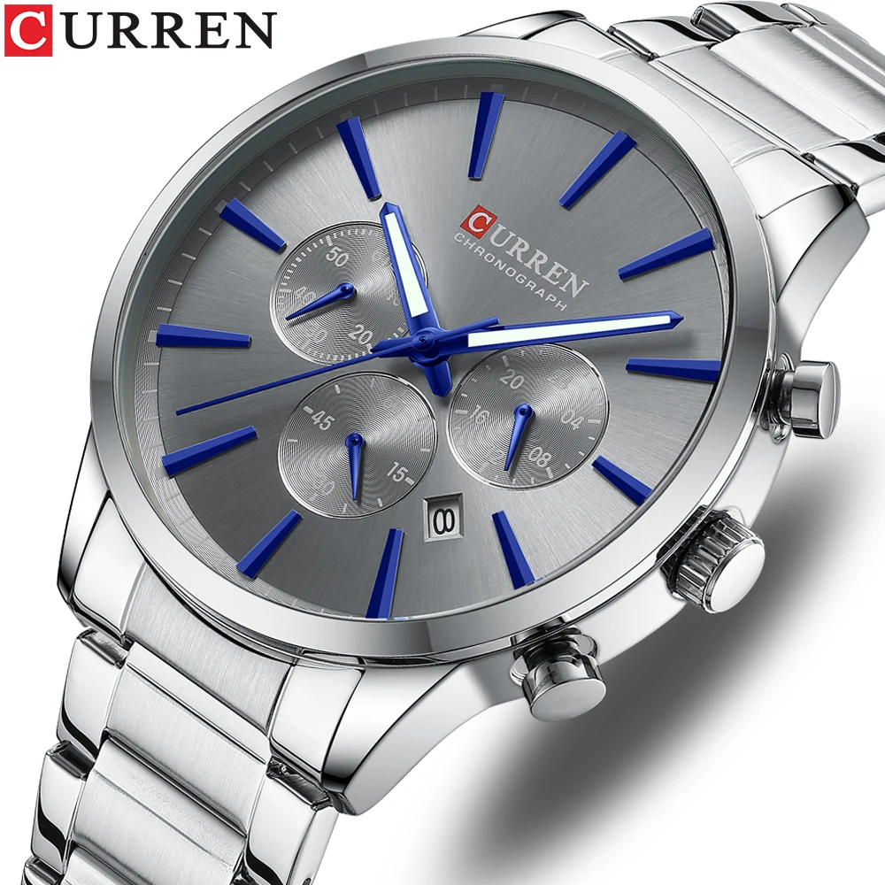 CURREN-Reloj de pulsera de acero inoxidable para hombre, cronógrafo informal, sencillo, de lujo, nuevo