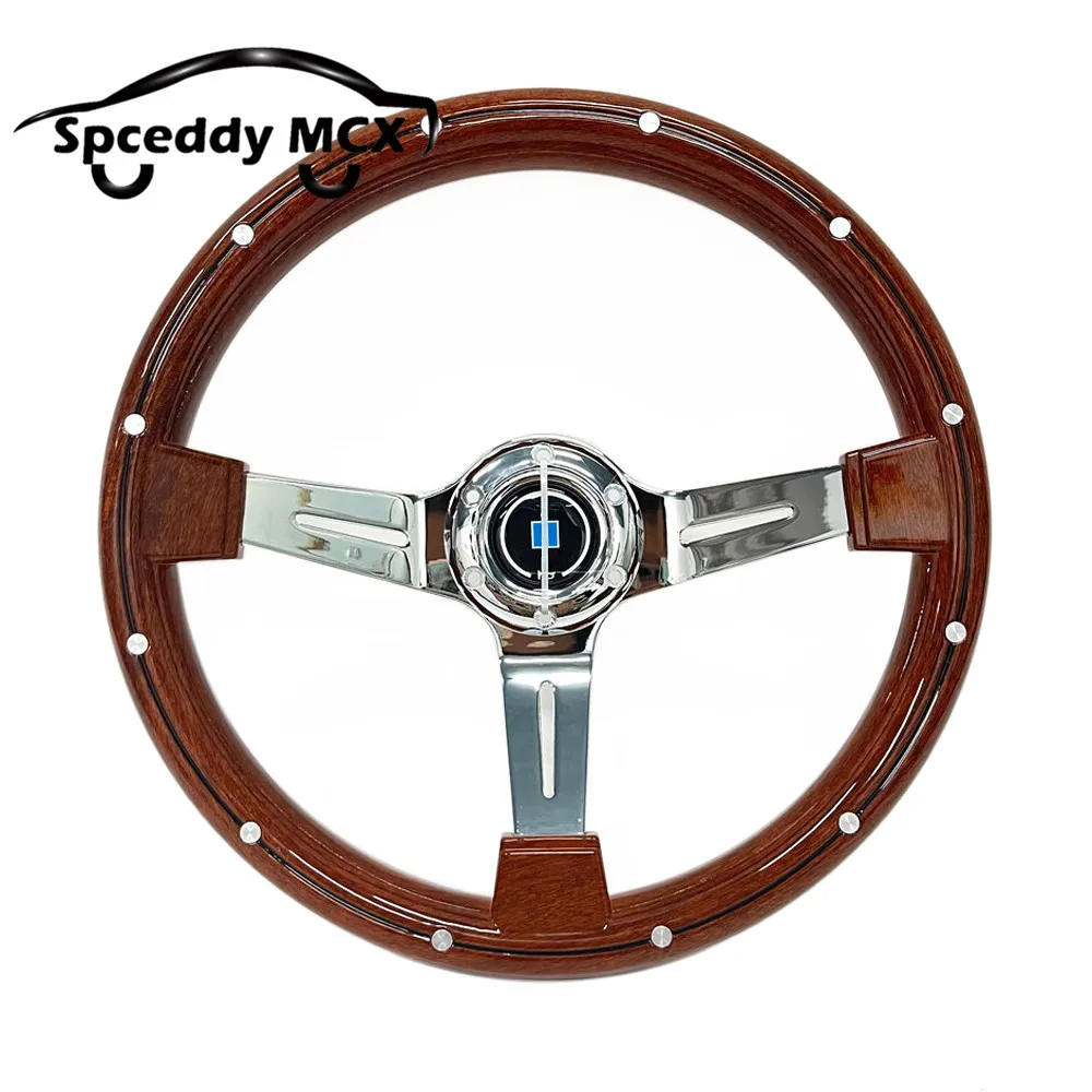 14inch 350mm Wood Look Steering Wheel For Car Motorsports Classic ABS Wooden Deep Dish Steering Wheel With Rivets