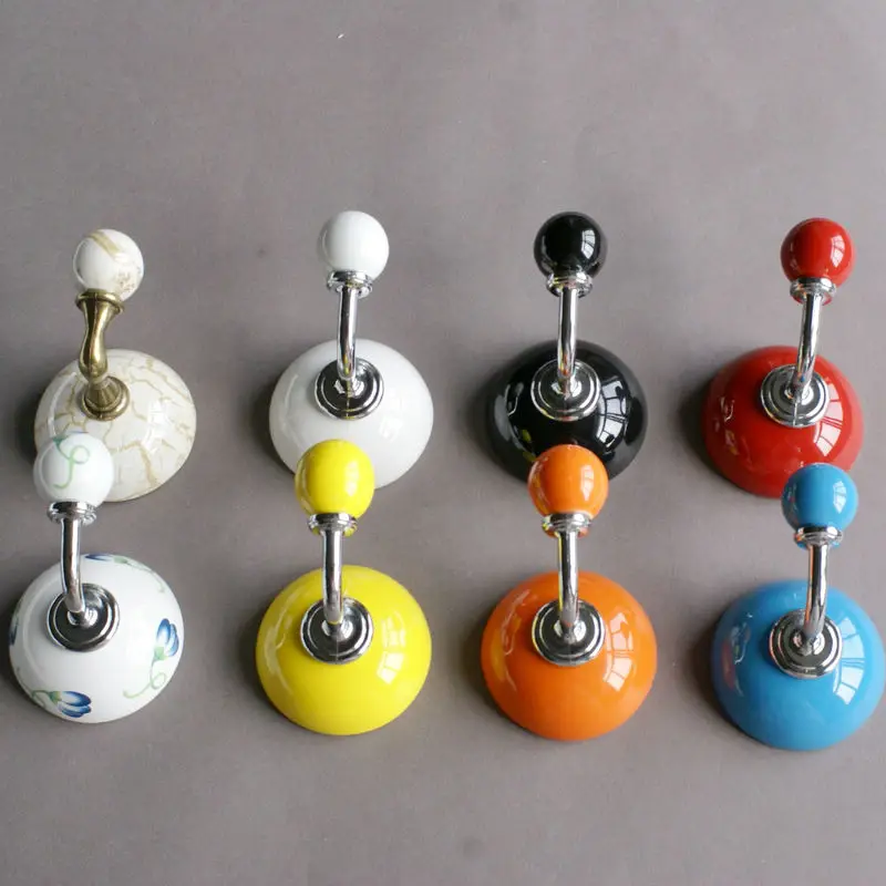 Colorful Ceramic Wall Hook Decorative Hooks Kitchen Wall Hooks Coat Hangers Towel Hanger Colorful Hooks Yellow Blue White