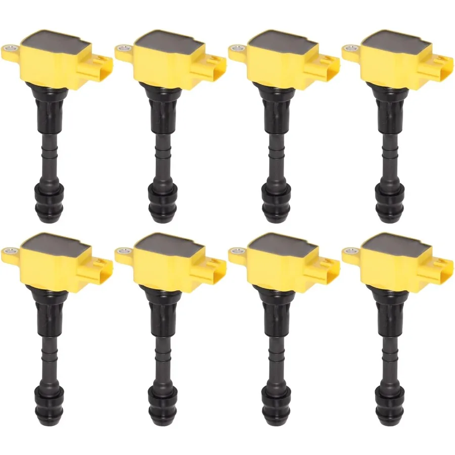 

Набор из 8-х желтых катушек зажигания, совместимых с Infiniti Nissan QX56 Titan Armada 5.6L V8 для улучшения производительности двигателя и