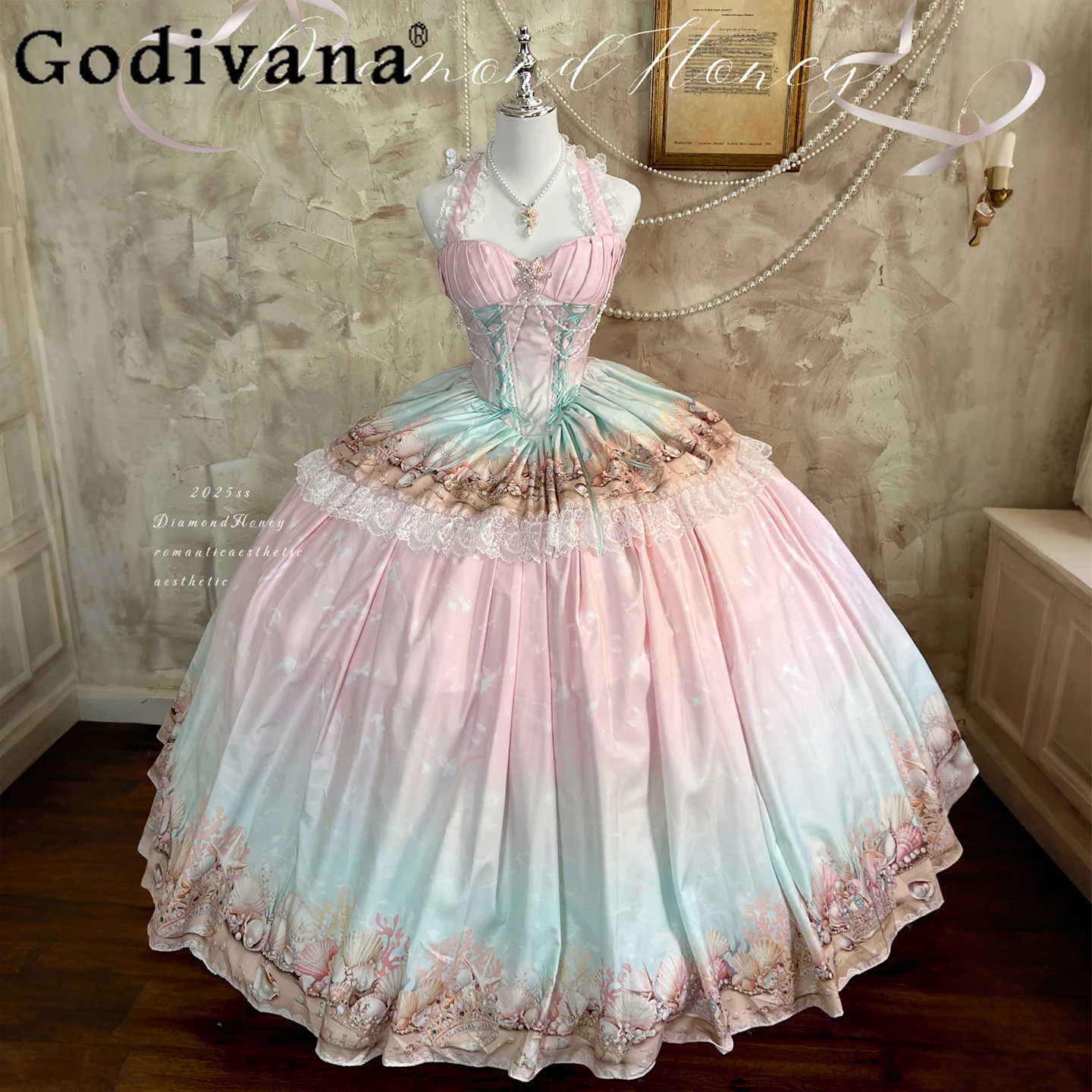 فساتين سهرة فرنسية رومانسية للسيدات 2025 فستان نسائي جديد عالي الخصر للتخسيس رائع أنيق عاري الكتفين فستان طويل على شكل كرة #1