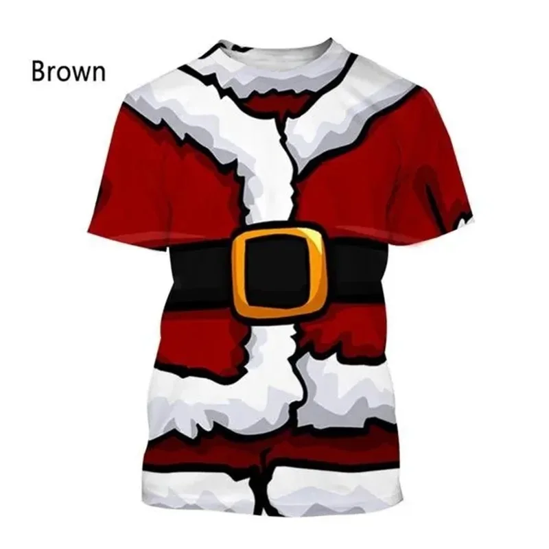 Christmas Santa Claus T Shirt For Men Women 3D Printing Funny Xmas Casual Short Sleeve T-shirt Oversized Men Tee Tops Streetwear