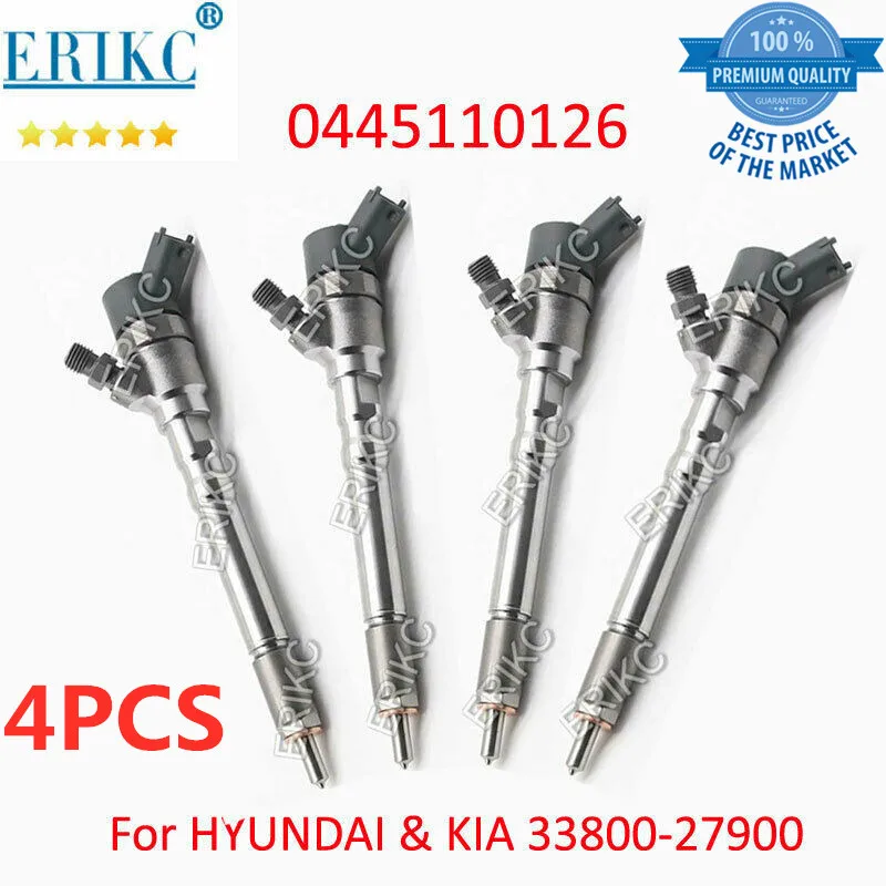 

4PCS 0445110126 Diesel Injector 0445 110 126 33800-27900 5263319 Common Rail Injector For Bosch HYUNDAI Santa KIA