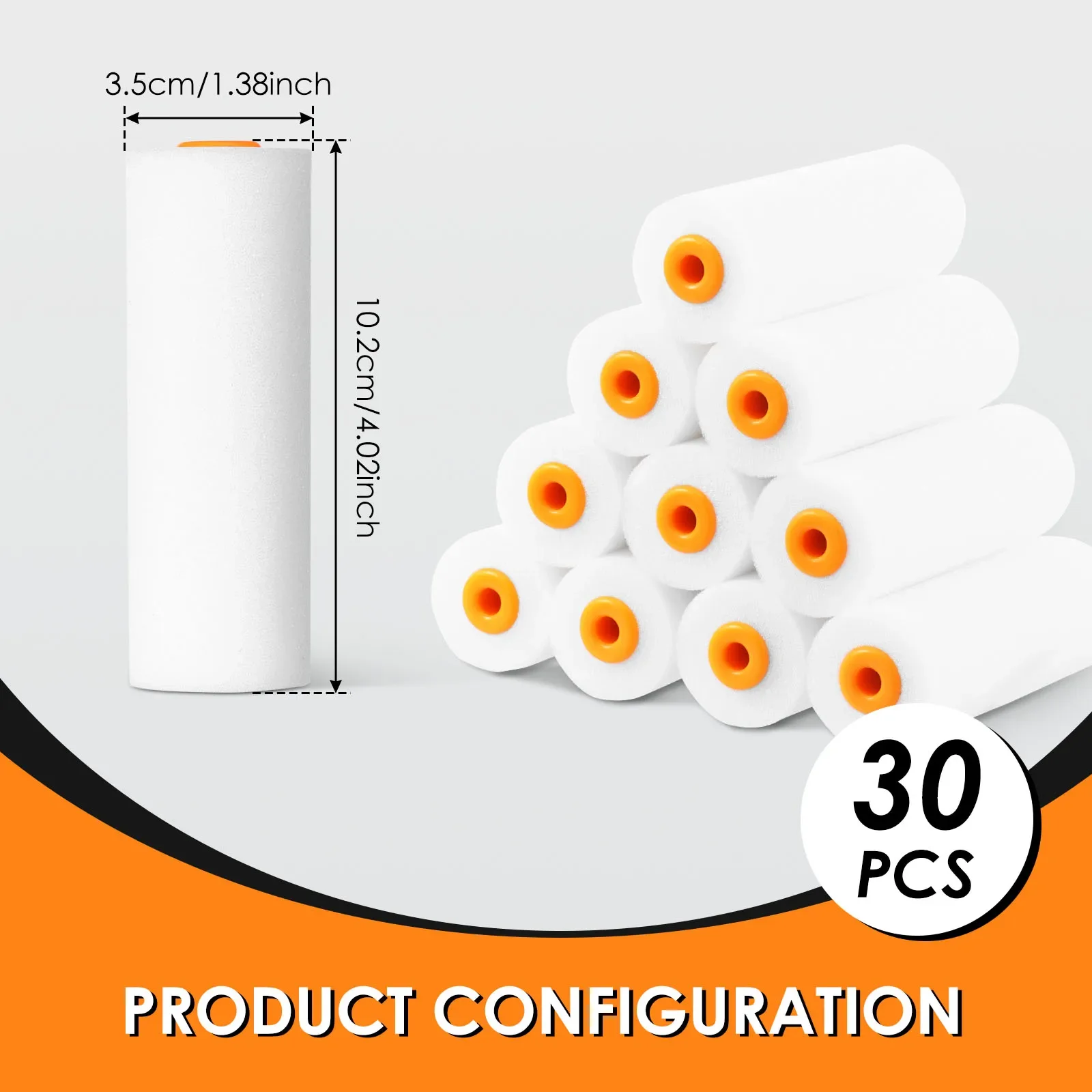30 قطعة غطاء بكرة طلاء خزانة إسفنجية عالية الكثافة غطاء بكرة طلاء صغيرة مع واجهة قياسية لأثاث سقف الحائط