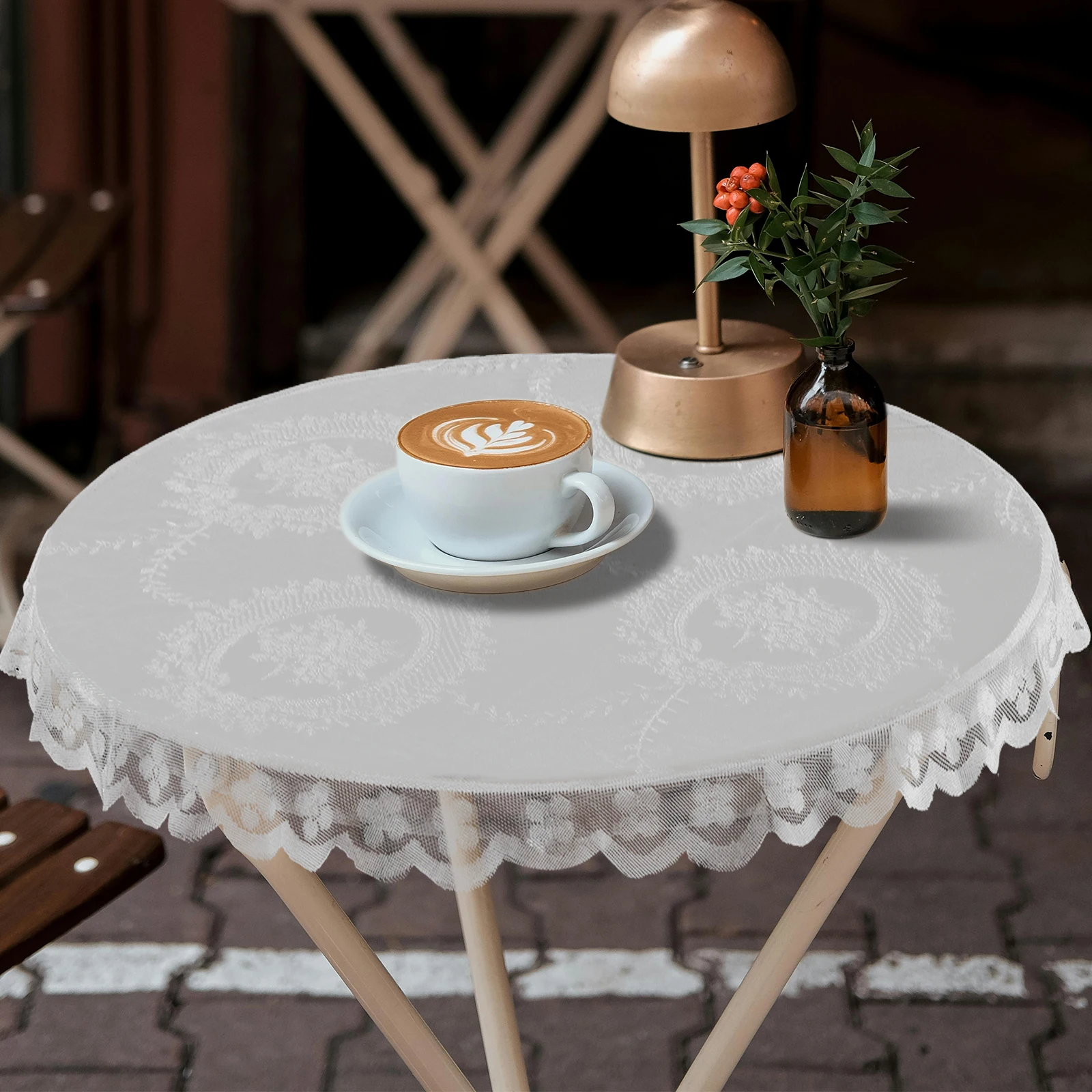 

1pcs Vintage Lace Round Tablecloth Embroidered Floral Table Cover For Wedding Banquet Birthday Baby Shower Party Elegant