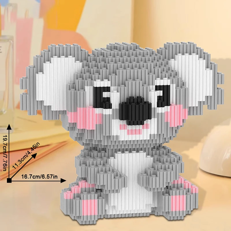 Cartoon Blushing Koala Building Blocks Set Educational Assembly Toys Model Cute Home Office Decor Unique Gift for Koala Lovers